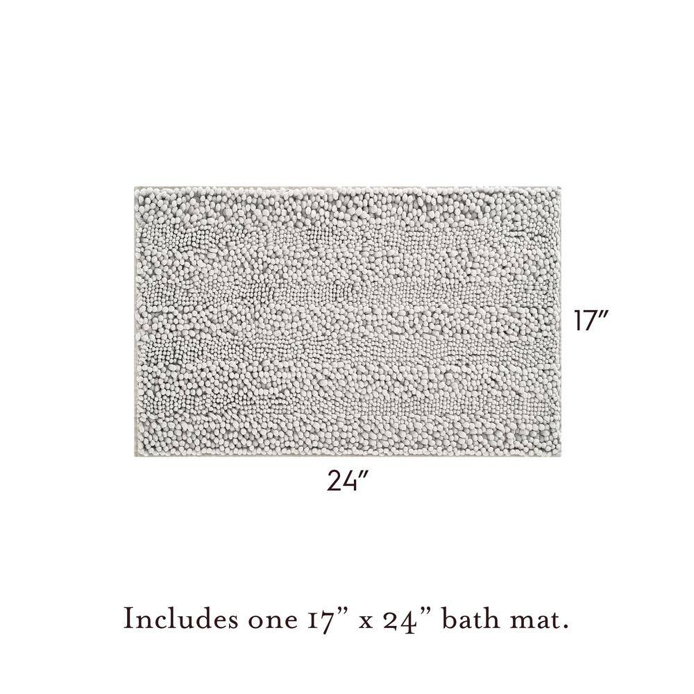 Light Gray Chenille Non-Slip Bath Mat 17" x 24"