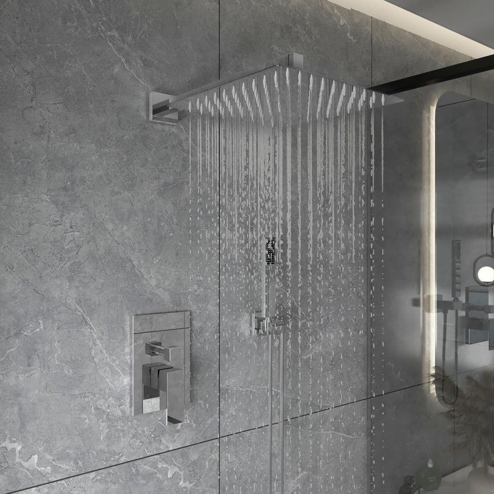 10 Inch Square Polished Chrome Rain Shower Combo Set
