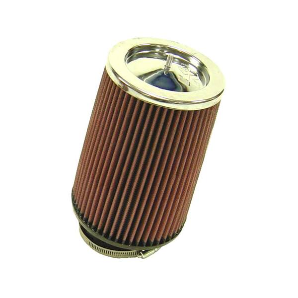 K&N Universal Round Clamp-On Air Filter 3-1/2in 10 Deg Flange 5-3/4in B 5in T 8in Length