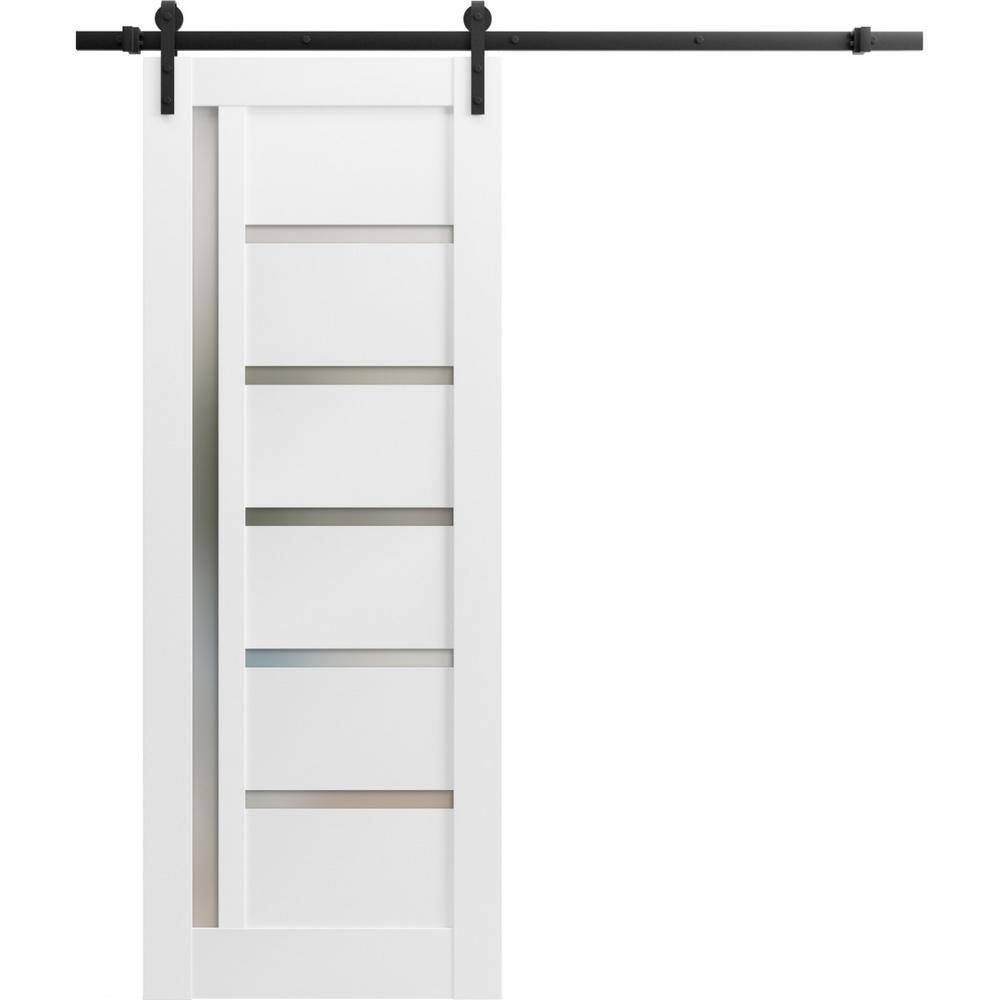 42 in. x 96 in. 1 Panel Frosted Glass White Wood Sliding Barn Door with Hardware Kit price history on PriceWatchPro