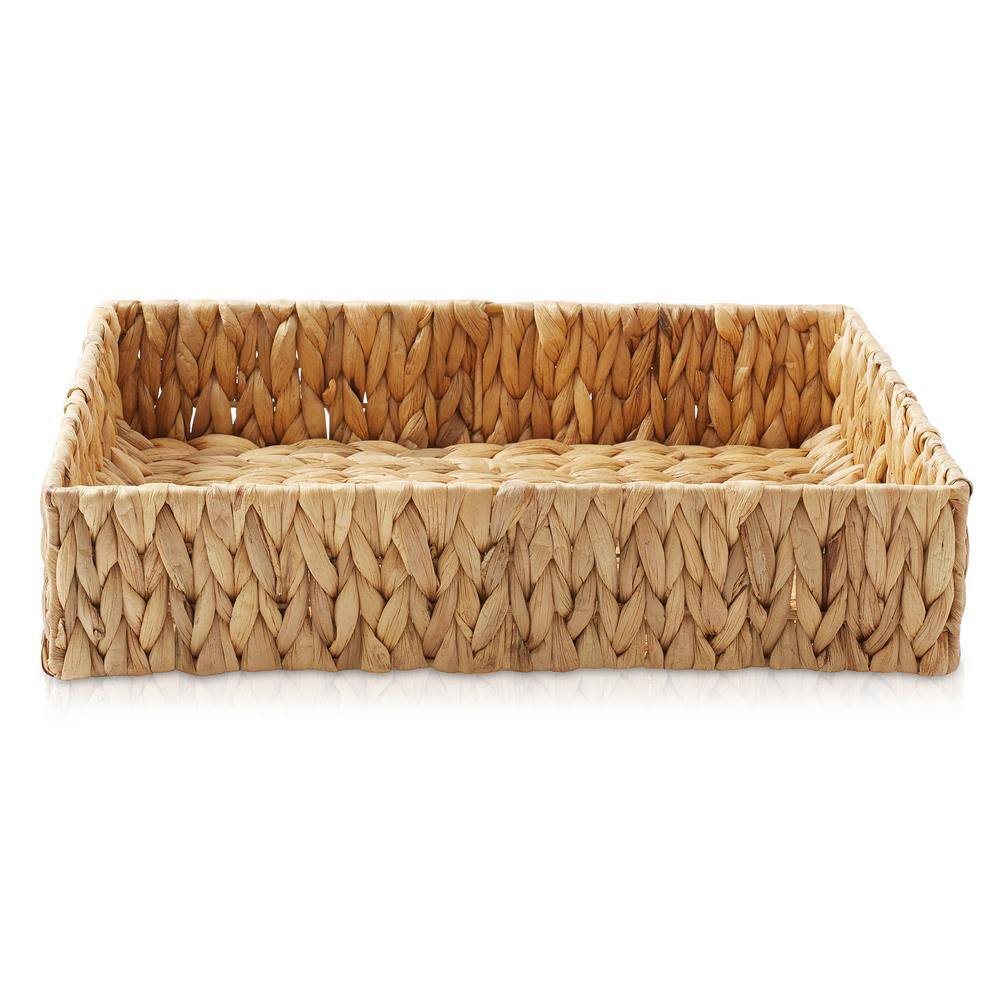 Natural Seagrass Rectangular Storage Baskets Set of 2