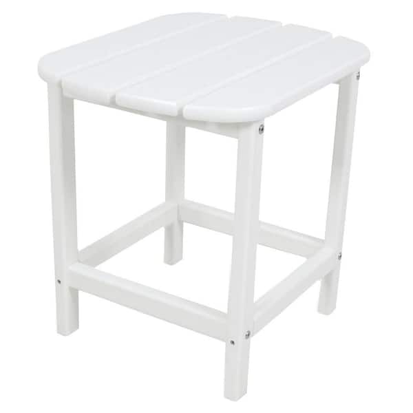 POLYWOOD South Beach 18 in. White Patio Side Table