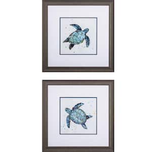 Victoria Aqua Sea Turtles by Unknown Wooden Wall Art (Set of 2)