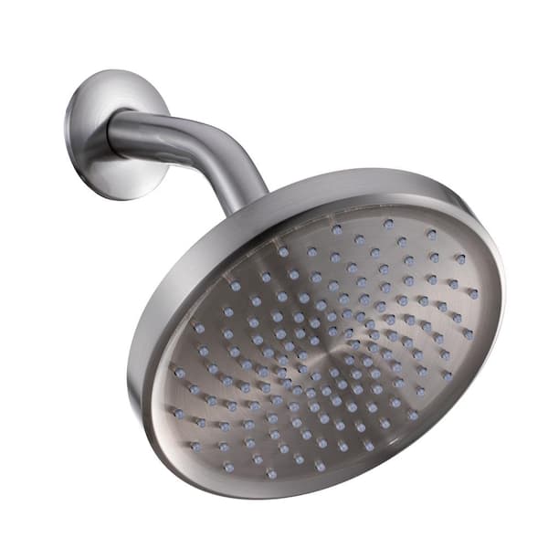 Boyel Living 1-Spray Pattern 6 in. Wall Mount Fixed Shower Head with 2.5 GPM and Shower Arm in Brushed Nickle