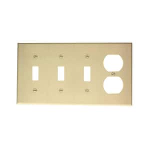 Ivory 4-Gang 3-Toggle/1-Duplex Wall Plate (1-Pack)