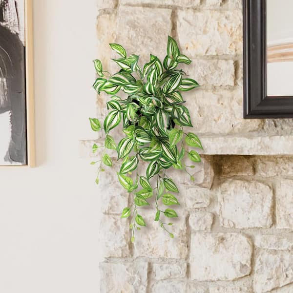 LIVING LUXURY 24 in. Artificial Tradescantia Spiderwort Ivy Leaf Vine Hanging Plant Greenery Foliage Bush