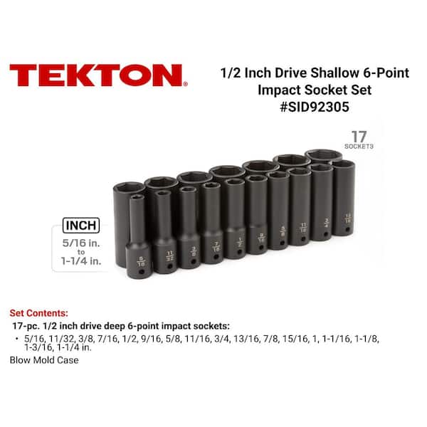 1/2 in. Drive Deep 6-Point Impact Socket Set, 17-Piece (5/16 in. -1-1/4 in.)