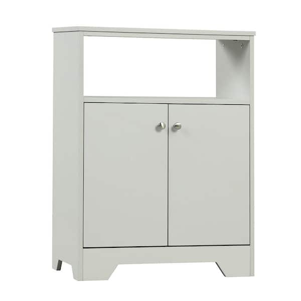Unbranded 23.6 in. W x 11.8 in. D x 31.7 in. H Gray MDF Free Standing Linen Cabinet with Adjustable Shelves in Gray
