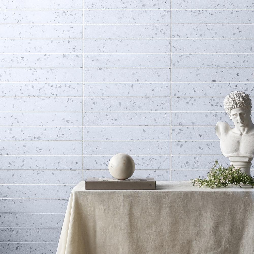 Fusion Brick 2.48" x 15.74" Denim Blue Terrazzo Subway Wall Tile