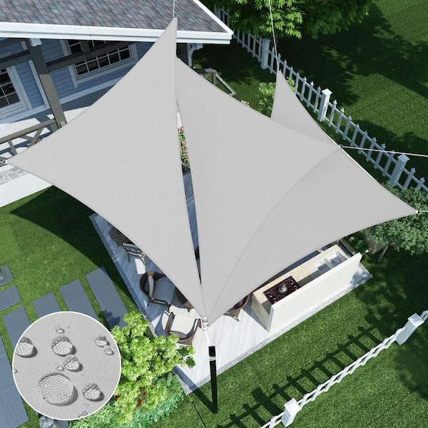 23 ft. x 16 ft. Light Gray Triangle Heavy Weight Sun Shade Sail with UV Blockage and waterproof for Patio and Pool Cover
