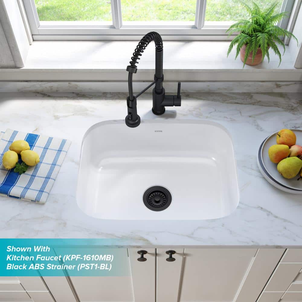 23-Inch White Stainless Steel Undermount Single Bowl Kitchen Sink