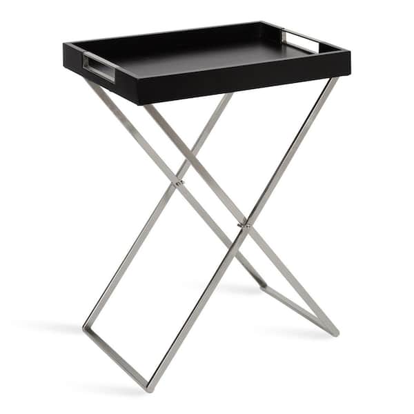 Kate and Laurel Heller 16 in. D x 30 in. H x 24 in. W Black Rectangle Wood End Table