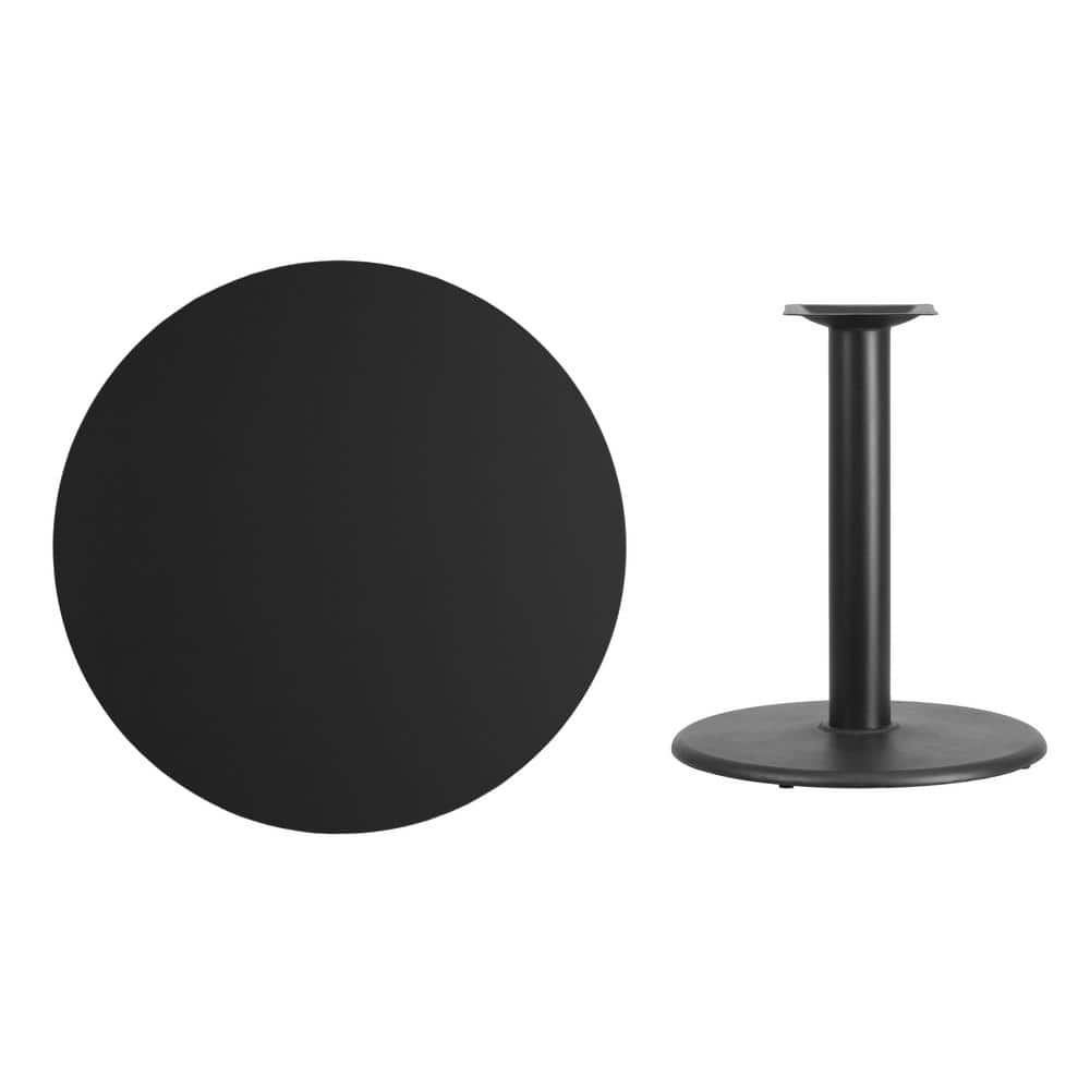 Contemporary 36'' Round Black Laminate Dining Table