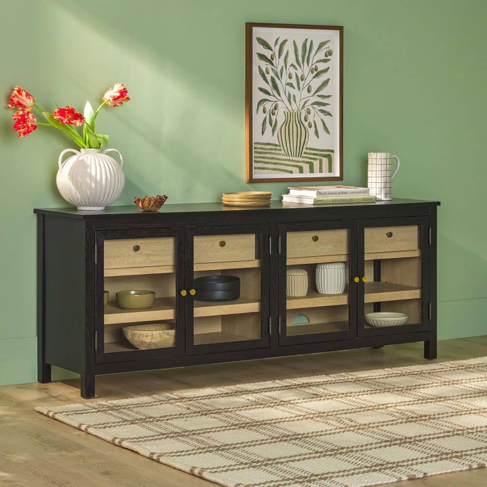 Walker Edison Furniture Company Harlow EZ Assembly 70 Inch Black