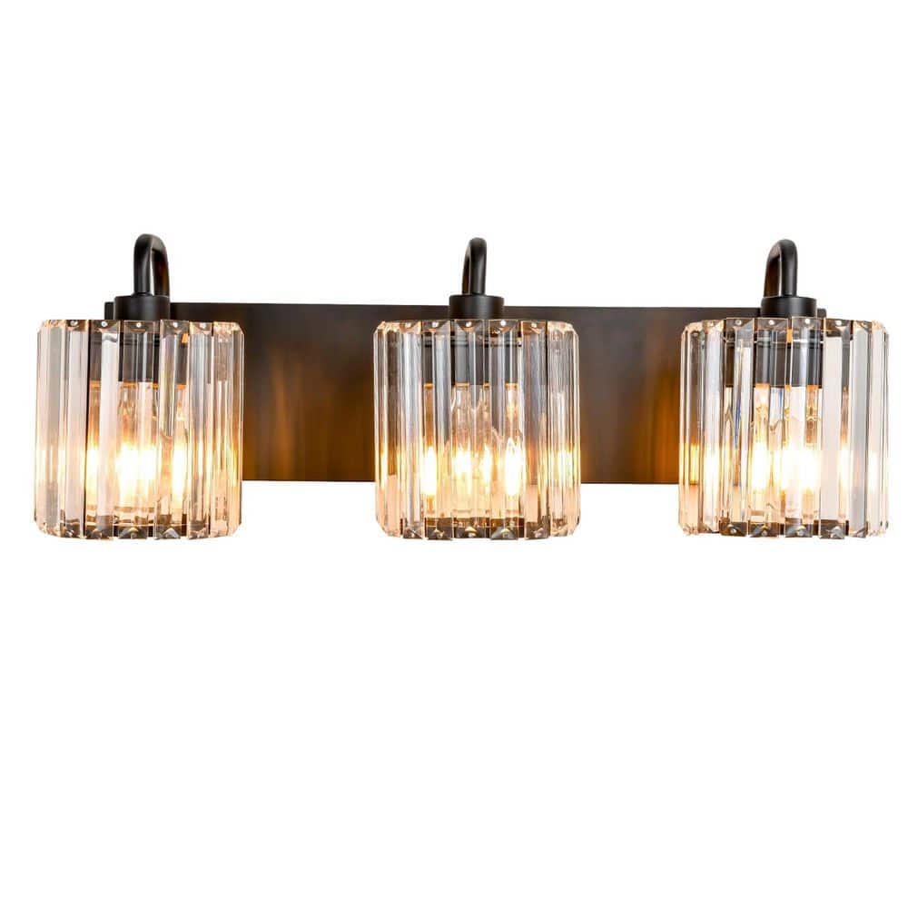 Pavkovic 21.65 in. 3 Light Black Vanity Light with Clear K9 Crystal Shade Wall Sconce price history on PriceWatchPro