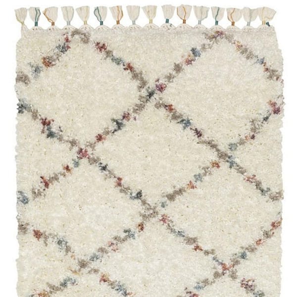 2 X 8 Ivory, Gray, Red Geometric Washable Area Rug Runner Rug