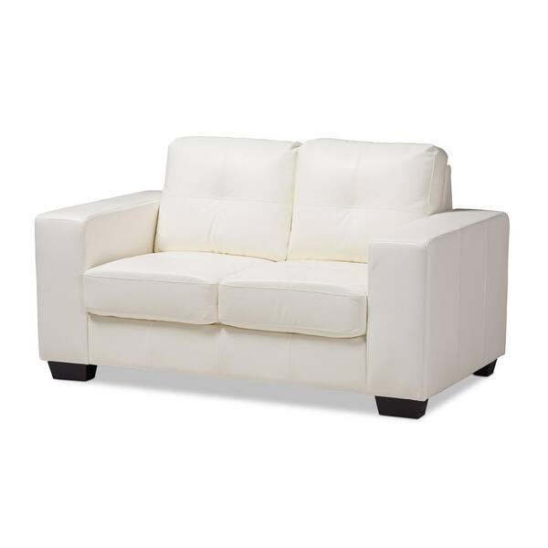 White Faux Leather 2 Seater Loveseat, White Faux Leather Loveseat