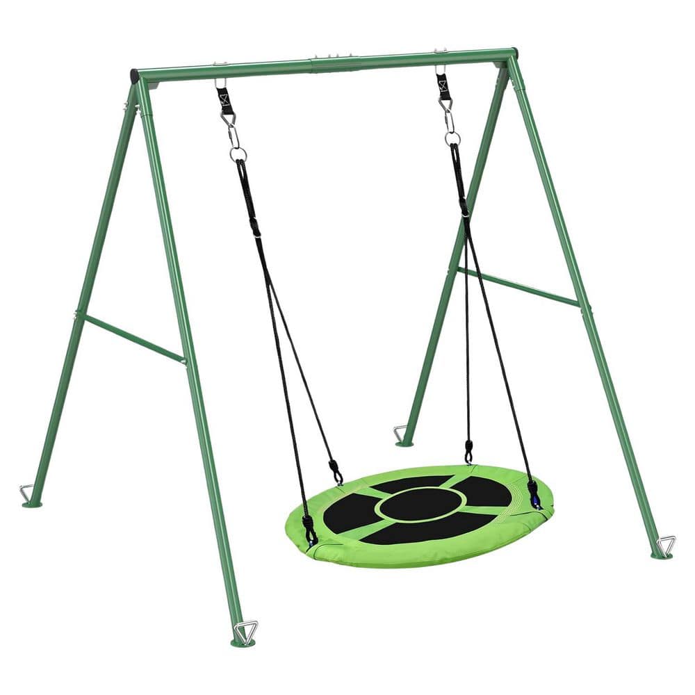 MISOPILY Green Flying Saucer Swing Set with 40 in. Saucer and A
