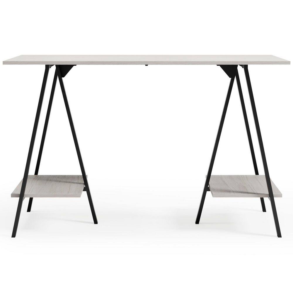 Black and White Transitional Home Office Desk with Shelves
