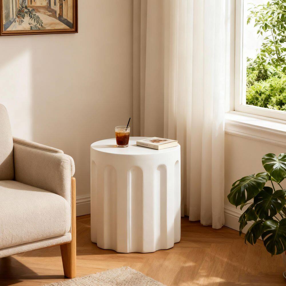 Flint 15.75 in. White Short Round Cylindrical Concrete End Table price history on PriceWatchPro