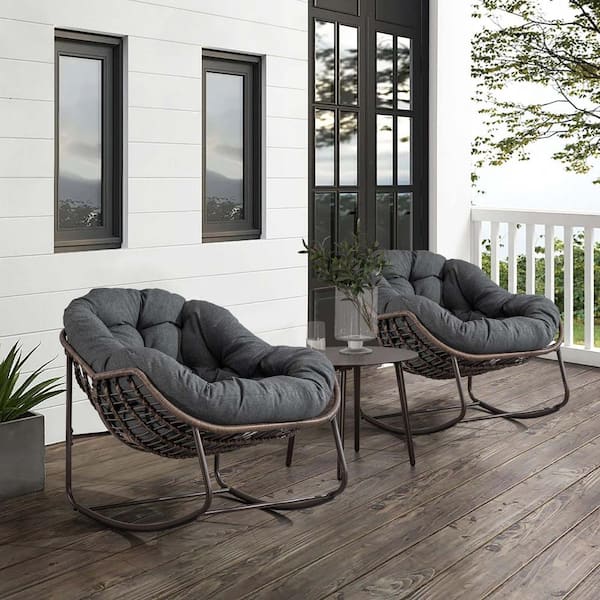 Wicker Outdoor Rocking Chair Large Rocker Lounge Chair Patio Egg