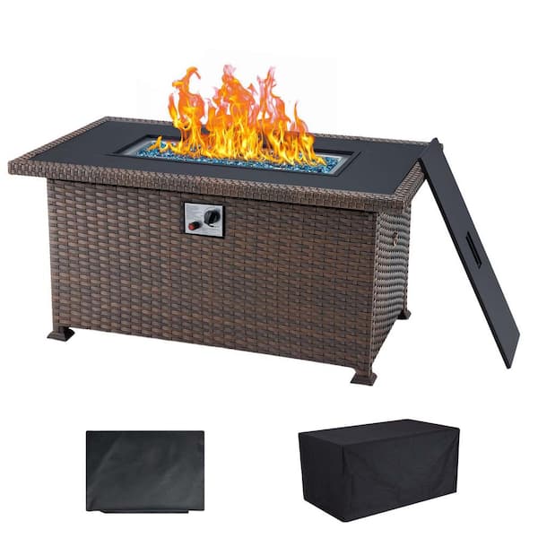 Zeus & Ruta 50 in. Propane Fire Pit Table, 50,000 BTU Auto-Ignition Gas Fire Table for Outside Patio