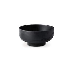 Black Wood Decorative Bowl with Pedestal Round Base