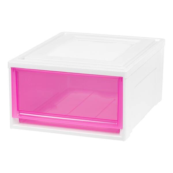 IRIS 15.75 in. x 9 in. Medium Box Chest Drawer White with Pink Drawers (3-Pack)