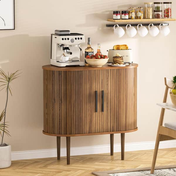 31.5 in. W Accent Storage Cabinet Sideboard with Curved Side Cabinets in Brown