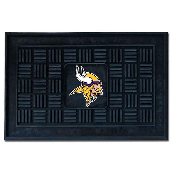 FANMATS NFL Minnesota Vikings Black 19 in. x 30 in. Vinyl Outdoor Door Mat
