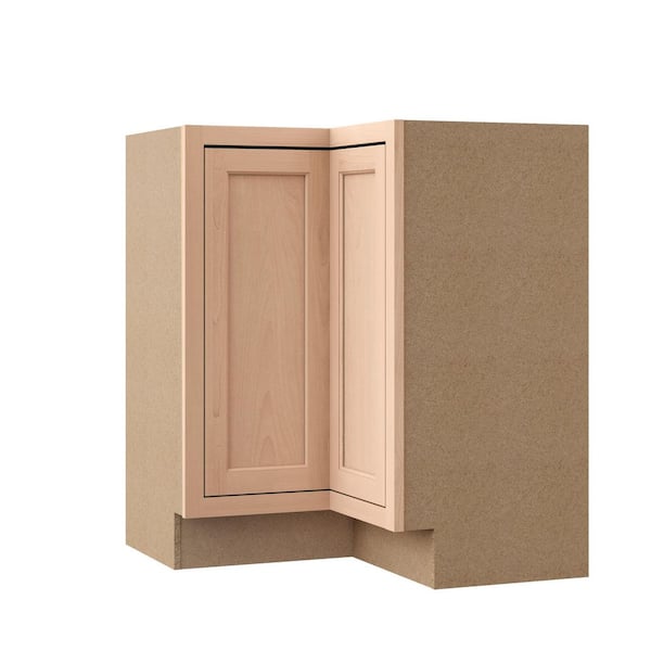 Recessed Panel 36 in. W x 16.5 in. D x 34.5 in. H Assembled Corner Lazy Susan Base Kitchen Cabinet in Unfinished