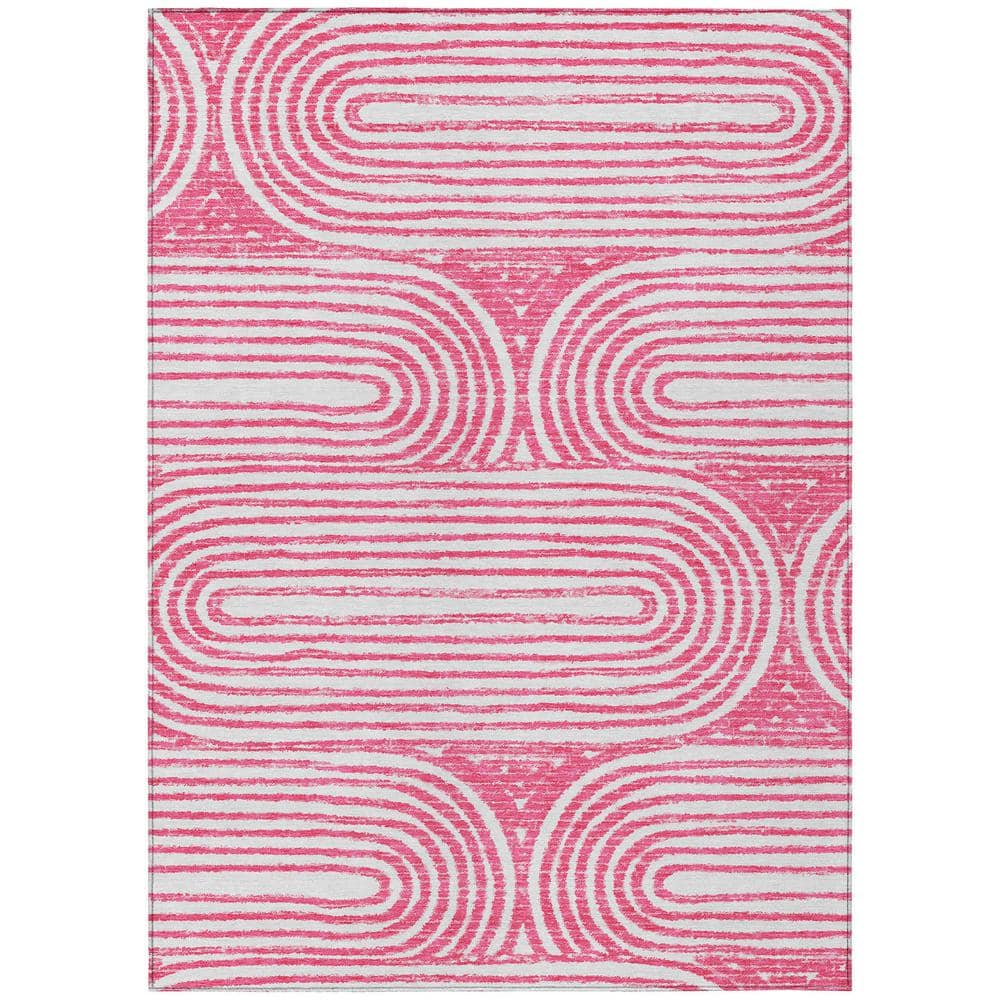 Blush Geometric Synthetic Reversible 3' x 5' Area Rug