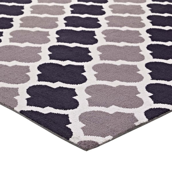 Lida 5ft. x 8ft. in Charcoal and Black Moroccan With Lattice Design Trellis Area Rug