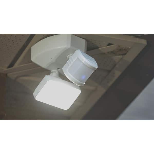 Wi-Fi 1200 The Motion Flood Single White Security Light LED Head Sensor Wired Activated Connected HZ-9301-WH Outdoor Voice - Lumens Depot SECUR360 Home