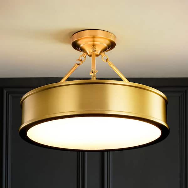 Jenny 18.5 in. 1-Light Drum 3000K Warm Light LED Semi-Flush Mount Lighting