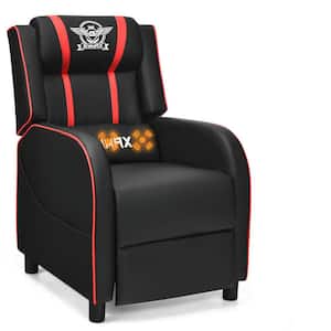 25 in. W Red Massage Gaming Recliner Chair Racing Single Lounge Sofa Home Theater Seat