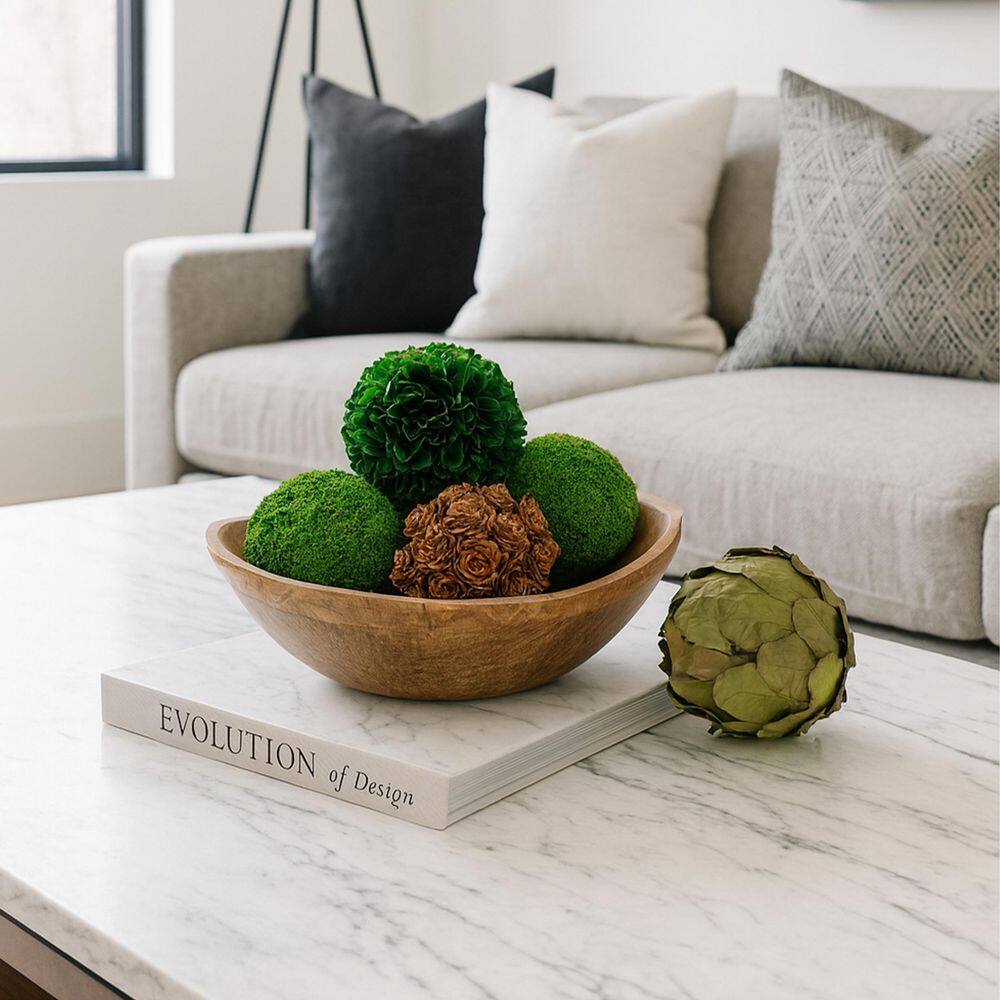 Green Brown Decorative Non Artificial Natural Preserved Topiary Balls Orbs Bowl Vase Filler (Set of 6) price history on PriceWatchPro