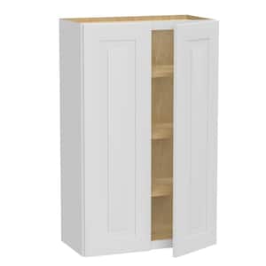 Grayson Pacific White Painted Plywood Shaker Assembled 3 Shelf Wall Kitchen Cabinet Sft Cs 24 in W x 12 in D x 42 in H