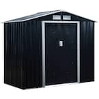 4 ft. x 7 ft. x 6 ft. Grey Metal Outdoor Backyard Shed with 4 Vents and 2 Sliding Doors