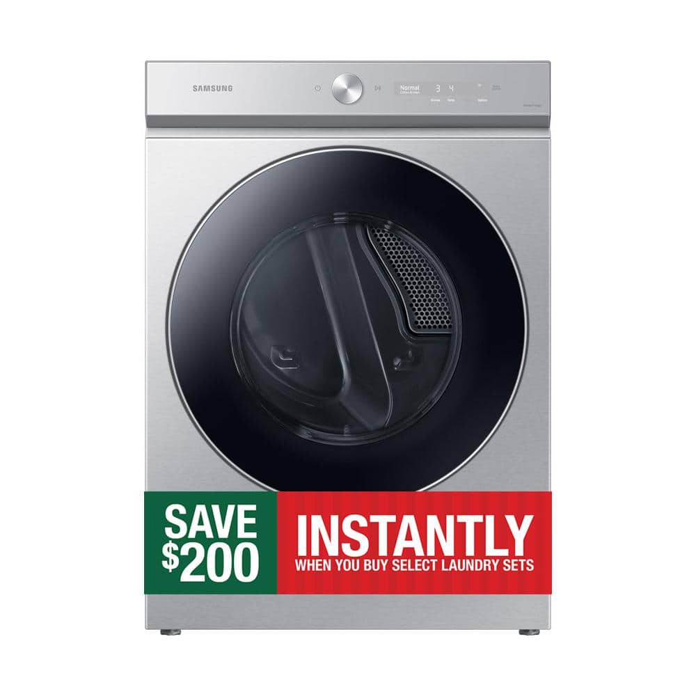 Samsung Bespoke 7.6 cu. ft. Vented Smart Electric Dryer in Silver Steel with AI Optimal Dry and Super Speed Dry