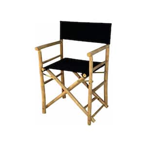19 in. L 23 in. W 35 in. H Bamboo Director Chairs, Black Canvas (Set of 2)