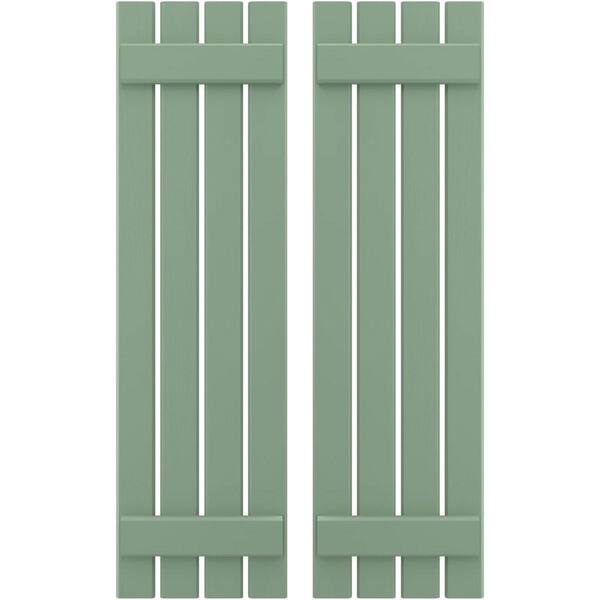 Ekena Millwork 15-1/2 in. W x 71 in. H Americraft 4 Board Exterior Real Wood Spaced Board and Batten Shutters Track Green