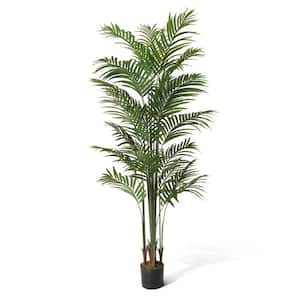 6 ft. Green Artificial Palm Tree, Faux Dypsis Lutescens Plant in Pot with Dried Moss