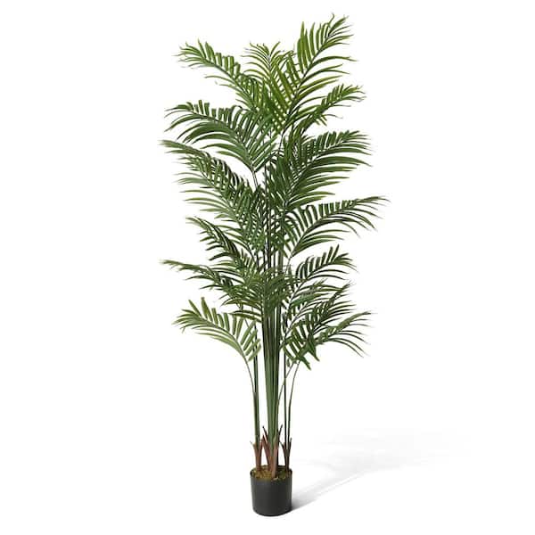 Fencer Wire 6 ft. Green Artificial Palm Tree, Faux Dypsis Lutescens Plant in Pot with Dried Moss