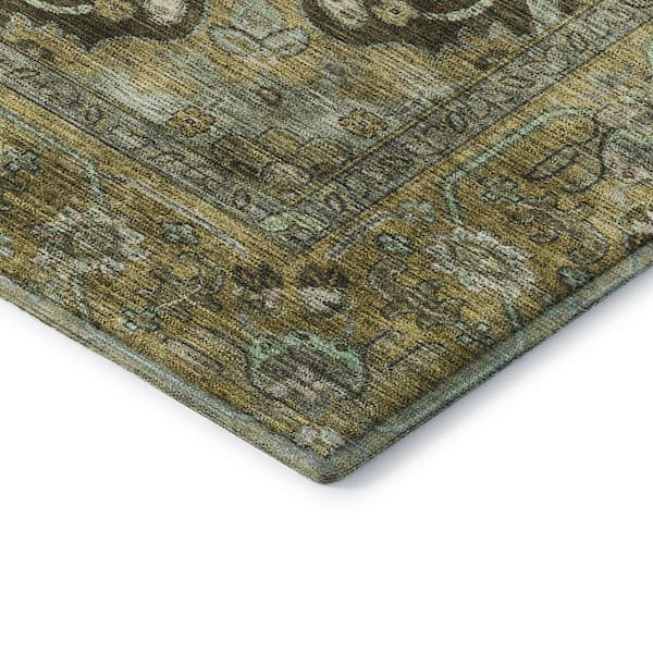 Mayfield Premium Machine Washable Abstract AMF2165 Olive 8 ft. x 10 ft. Area Rug