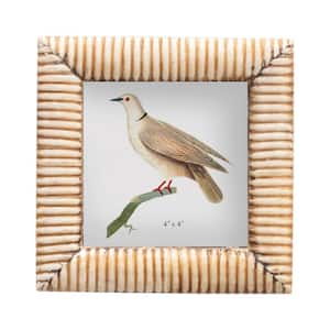 4 in. x 4 in. Natural Hand-Carved Bone and MDF Picture Frame with Ribbed Pattern