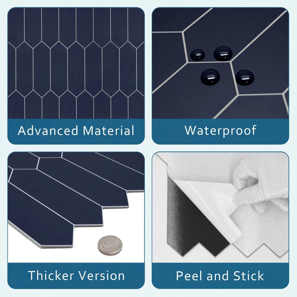 Navy Blue Hexagonal Peel and Stick Mosaic Tile Sheet