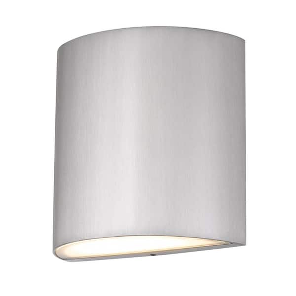 7 in. 1-Light Brushed Chrome LED Outdoor Wall Sconce for Porch Patio Garage Entryway, 3CCT Exterior Wall Light