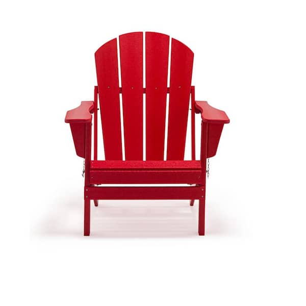 TIRAMISUBEST Red Folding Plastic Adirondack Chair