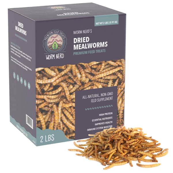 Arcadia Garden Products Worm Nerd Dried Mealworms High Protein and Fiber Treat for Chickens, Birds, Reptiles, Amphibians, Fish 2 lbs.